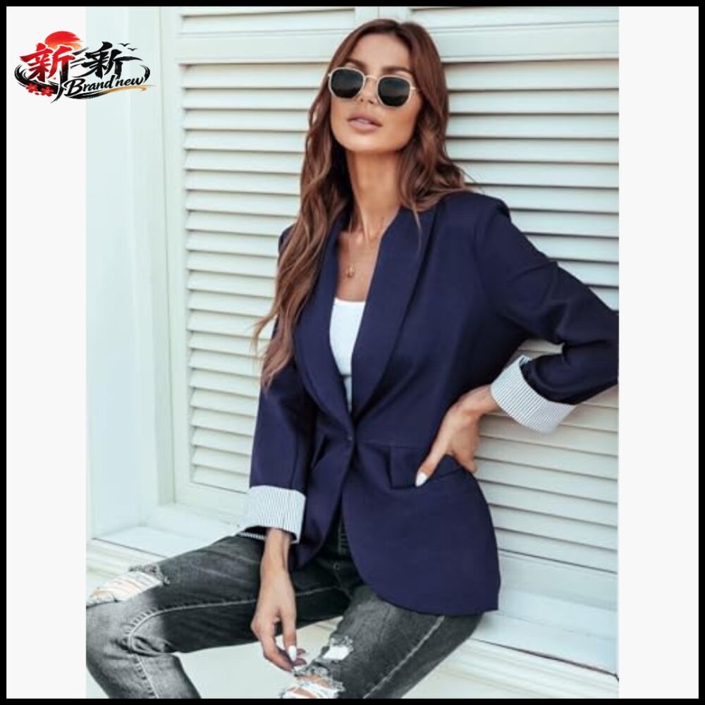 Polyester Rayon Blazer Jacket Open Front Long Sle… - image 3
